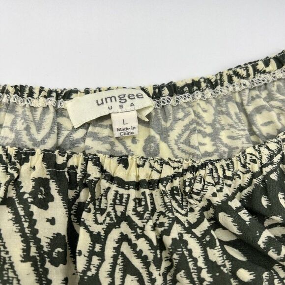 Umgee Large Off Shoulder Dress Blue Printed Floral Cotton Blend Short - Picture 2 of 4